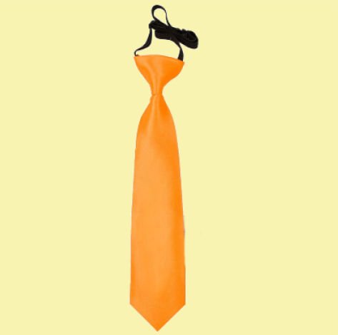 Image 0 of Fluorescent Orange Boys Plain Satin Elastic Tie Wedding Necktie 