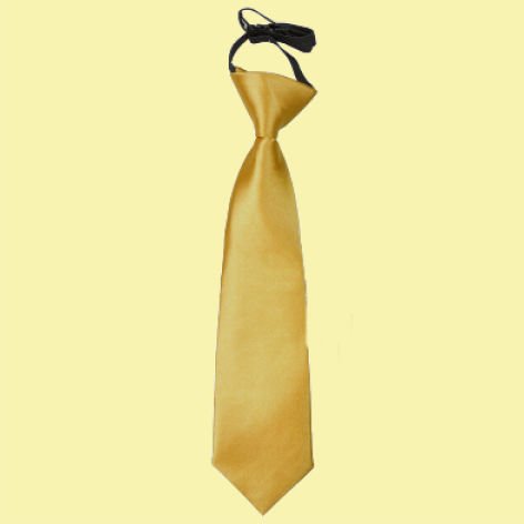 Image 0 of Gold Boys Plain Satin Elastic Tie Wedding Necktie 
