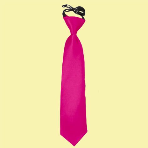 Image 0 of Hot Pink Boys Plain Satin Elastic Tie Wedding Necktie 