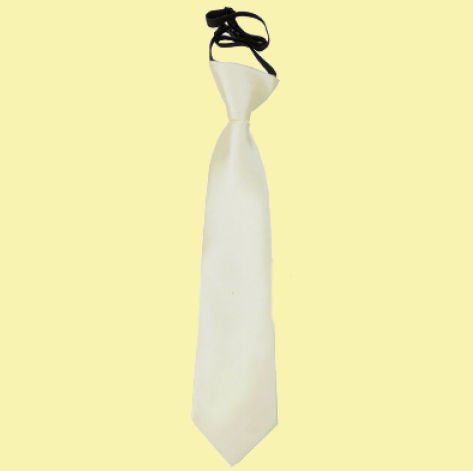 Image 0 of Ivory Boys Plain Satin Elastic Tie Wedding Necktie 