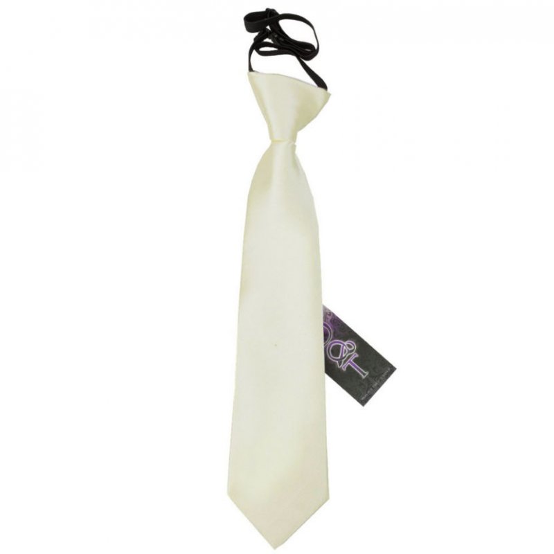Image 1 of Ivory Boys Plain Satin Elastic Tie Wedding Necktie 