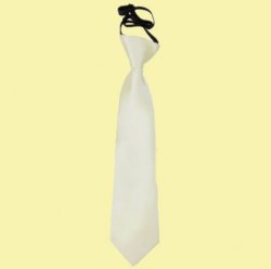 Ivory Boys Plain Satin Elastic Tie Wedding Necktie 