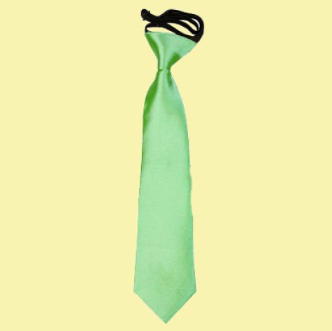 Image 0 of Lime Green Boys Plain Satin Elastic Tie Wedding Necktie 