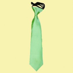 Lime Green Boys Plain Satin Elastic Tie Wedding Necktie 