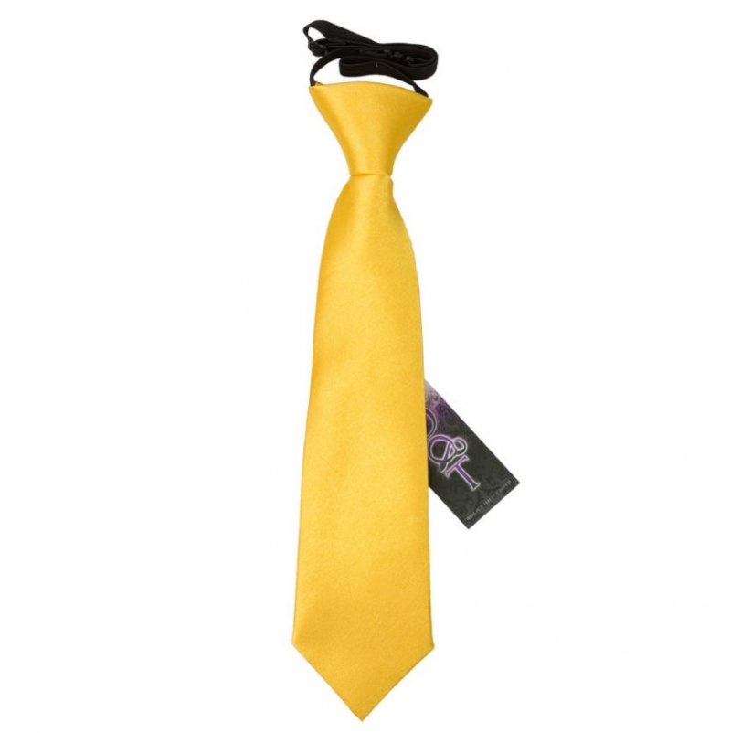 Image 1 of Marigold Yellow Boys Plain Satin Elastic Tie Wedding Necktie 