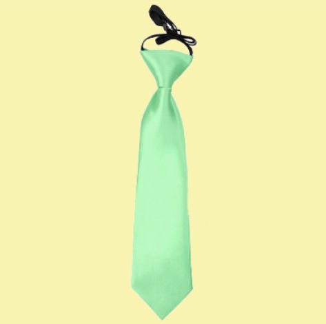 Image 0 of Mint Green Boys Plain Satin Elastic Tie Wedding Necktie 