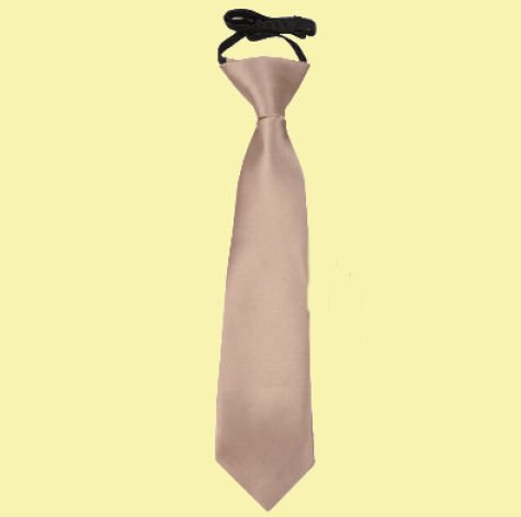 Image 0 of Mocha Brown Boys Plain Satin Elastic Tie Wedding Necktie 
