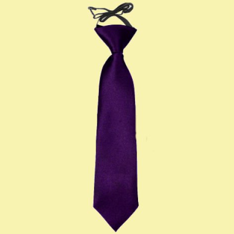 Image 0 of Purple Boys Plain Satin Elastic Tie Wedding Necktie 