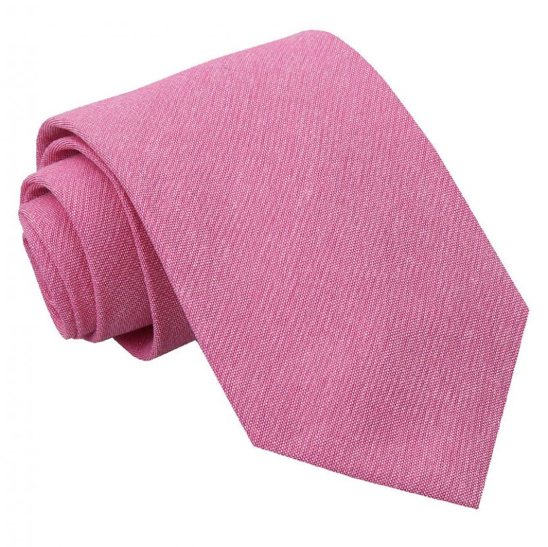 Image 1 of Amaranth Pink Mens Plain Chambray Cotton Straight Tie Wedding Necktie