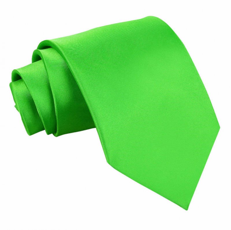 Image 1 of Apple Green Mens Plain Satin Straight Tie Wedding Necktie