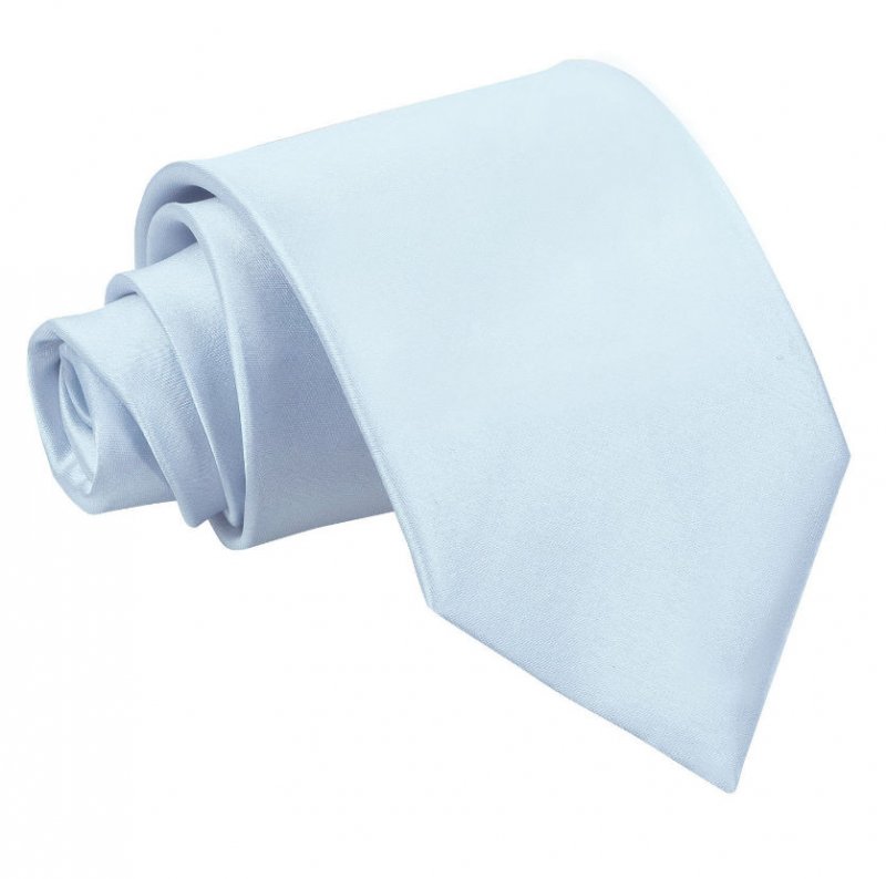 Image 1 of Baby Blue Mens Plain Satin Straight Tie Wedding Necktie