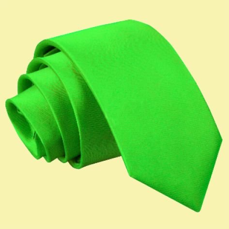 Image 0 of Apple Green Boys Plain Satin Straight Tie Wedding Necktie