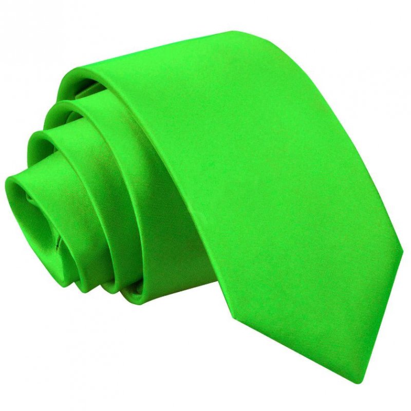 Image 1 of Apple Green Boys Plain Satin Straight Tie Wedding Necktie