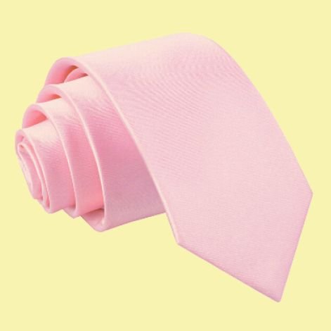 Image 0 of Baby Pink Boys Plain Satin Straight Tie Wedding Necktie