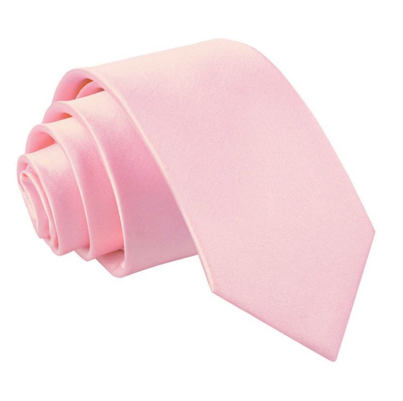 Image 1 of Baby Pink Boys Plain Satin Straight Tie Wedding Necktie