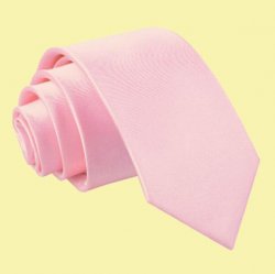 Baby Pink Boys Plain Satin Straight Tie Wedding Necktie