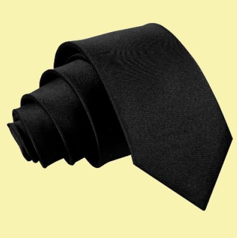 Image 0 of Black Boys Plain Satin Straight Tie Wedding Necktie