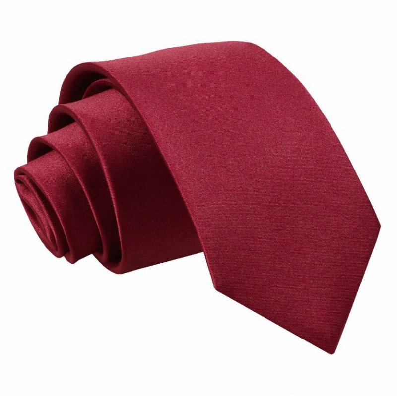 Image 1 of Burgundy Boys Plain Satin Straight Tie Wedding Necktie