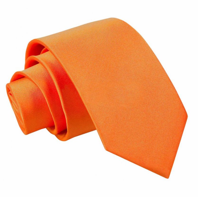 Image 1 of Burnt Orange Boys Plain Satin Straight Tie Wedding Necktie