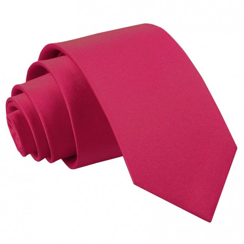 Image 1 of Crimson Red Boys Plain Satin Straight Tie Wedding Necktie