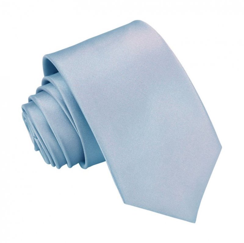 Image 1 of Dusty Blue Boys Plain Satin Straight Tie Wedding Necktie