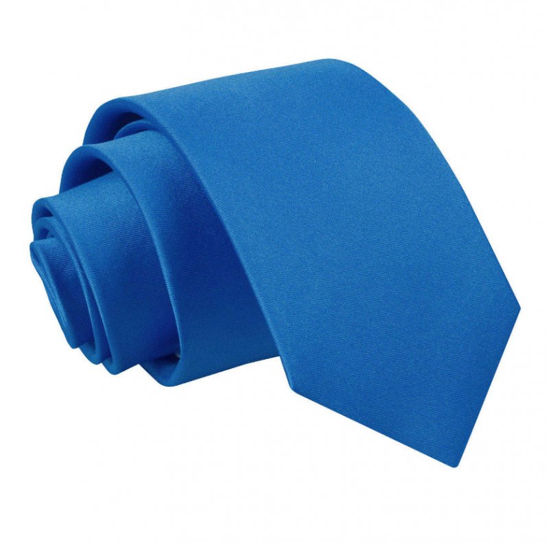 Image 1 of Electric Blue Boys Plain Satin Straight Tie Wedding Necktie