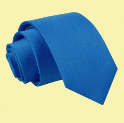 Electric Blue Boys Plain Satin Straight Tie Wedding Necktie