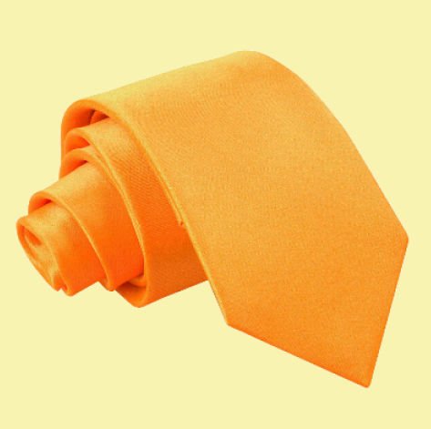 Image 0 of Fluorescent Orange Boys Plain Satin Straight Tie Wedding Necktie