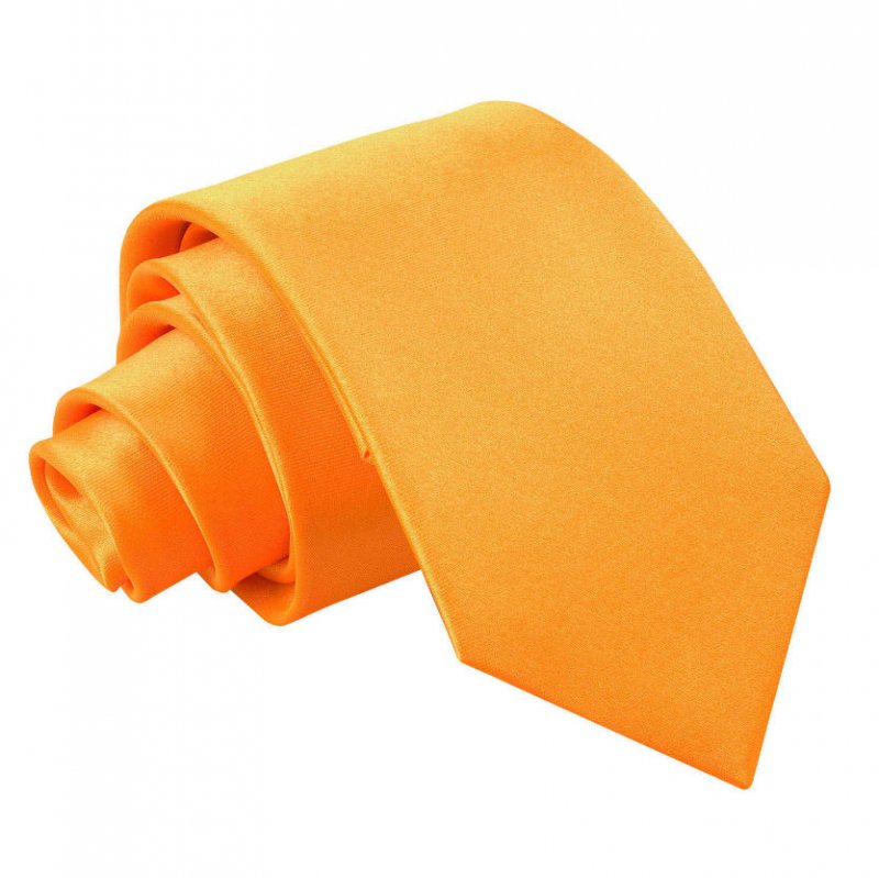 Image 1 of Fluorescent Orange Boys Plain Satin Straight Tie Wedding Necktie