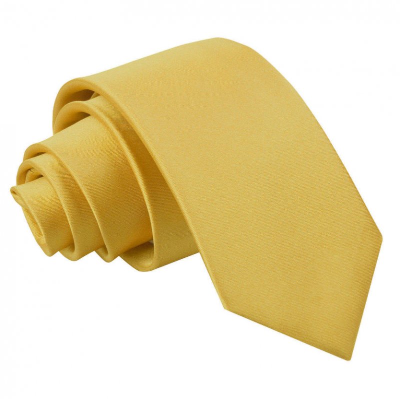 Image 1 of Gold Boys Plain Satin Straight Tie Wedding Necktie