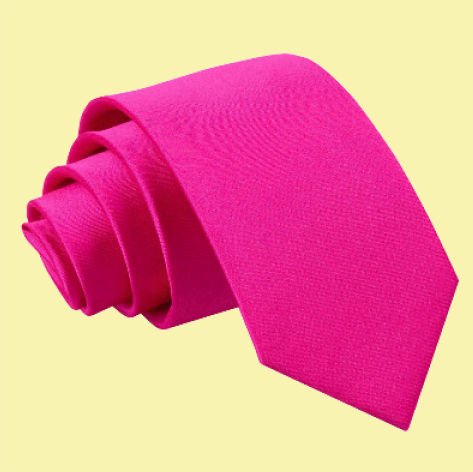 Image 0 of Hot Pink Boys Plain Satin Straight Tie Wedding Necktie