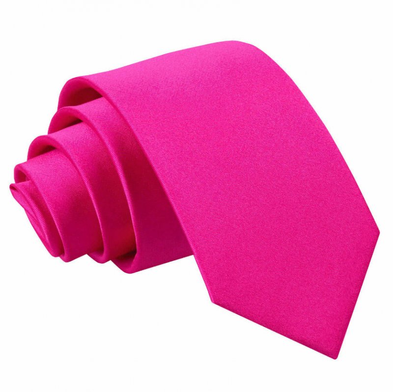Image 1 of Hot Pink Boys Plain Satin Straight Tie Wedding Necktie