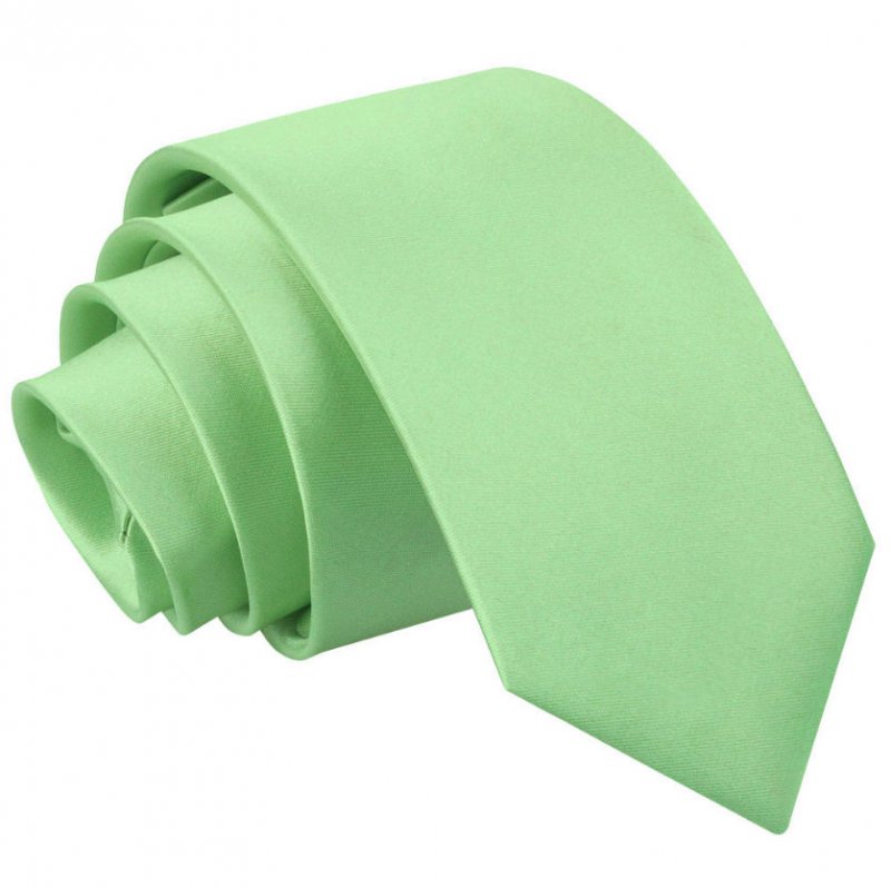 Image 1 of Lime Green Boys Plain Satin Straight Tie Wedding Necktie