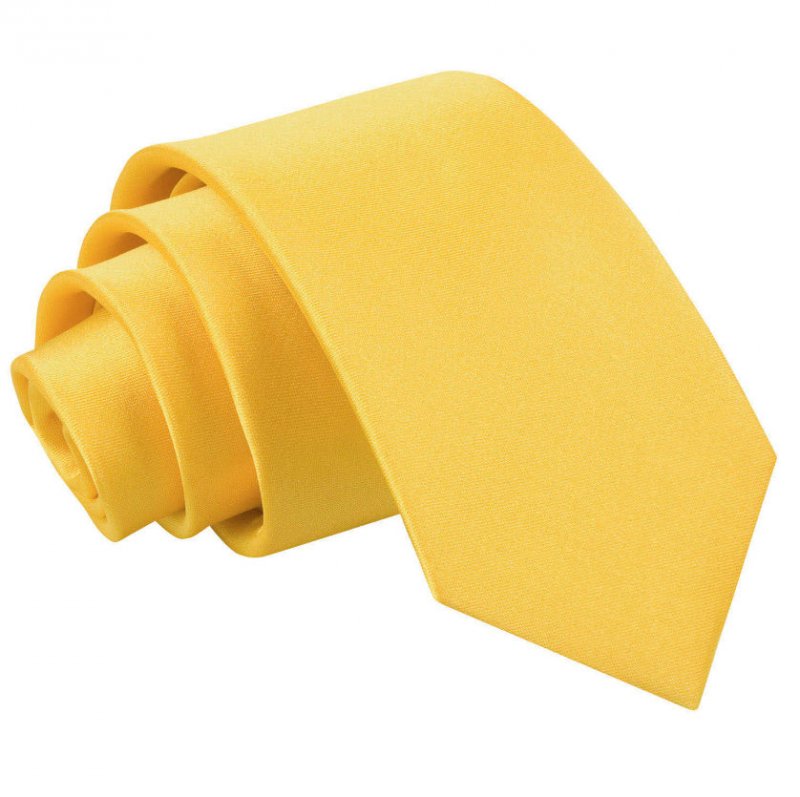 Image 1 of Marigold Yellow Boys Plain Satin Straight Tie Wedding Necktie