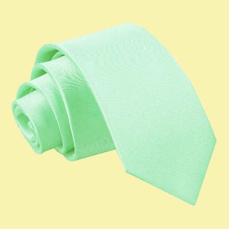 Image 0 of Mint Green Boys Plain Satin Straight Tie Wedding Necktie