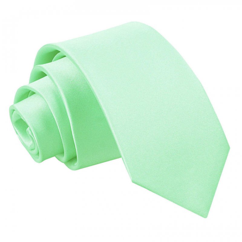 Image 1 of Mint Green Boys Plain Satin Straight Tie Wedding Necktie