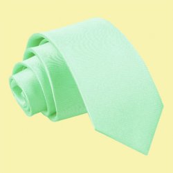 Mint Green Boys Plain Satin Straight Tie Wedding Necktie