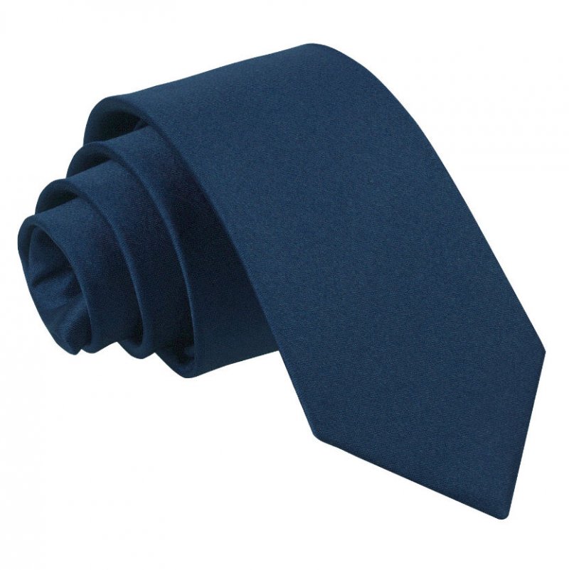 Image 1 of Navy Blue Boys Plain Satin Straight Tie Wedding Necktie