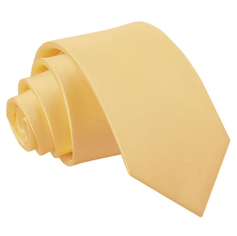 Image 1 of Pale Yellow Boys Plain Satin Straight Tie Wedding Necktie