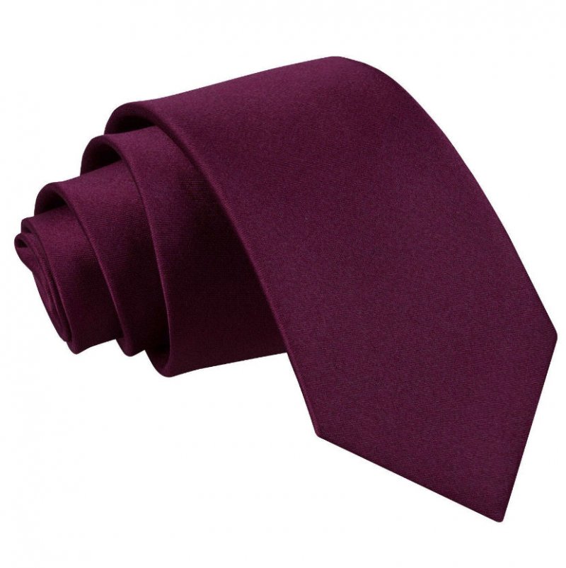 Image 1 of Plum Purple Boys Plain Satin Straight Tie Wedding Necktie