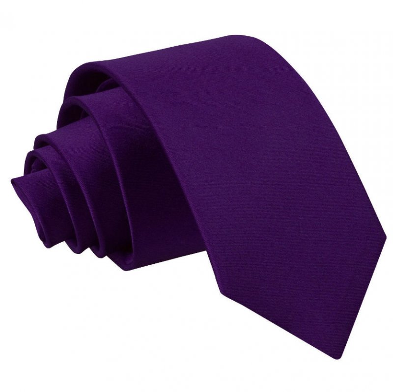 Image 1 of Purple Boys Plain Satin Straight Tie Wedding Necktie