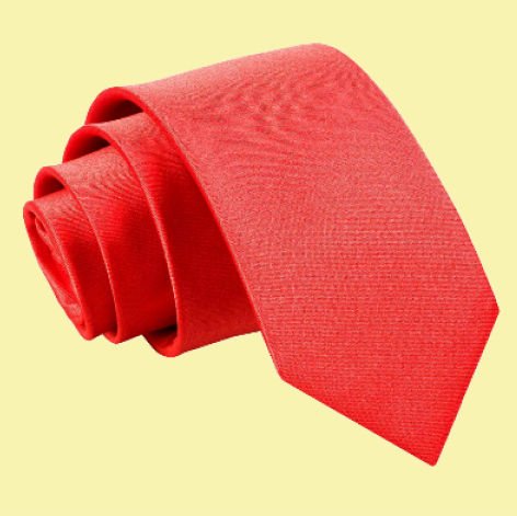 Image 0 of Scarlet Red Boys Plain Satin Straight Tie Wedding Necktie