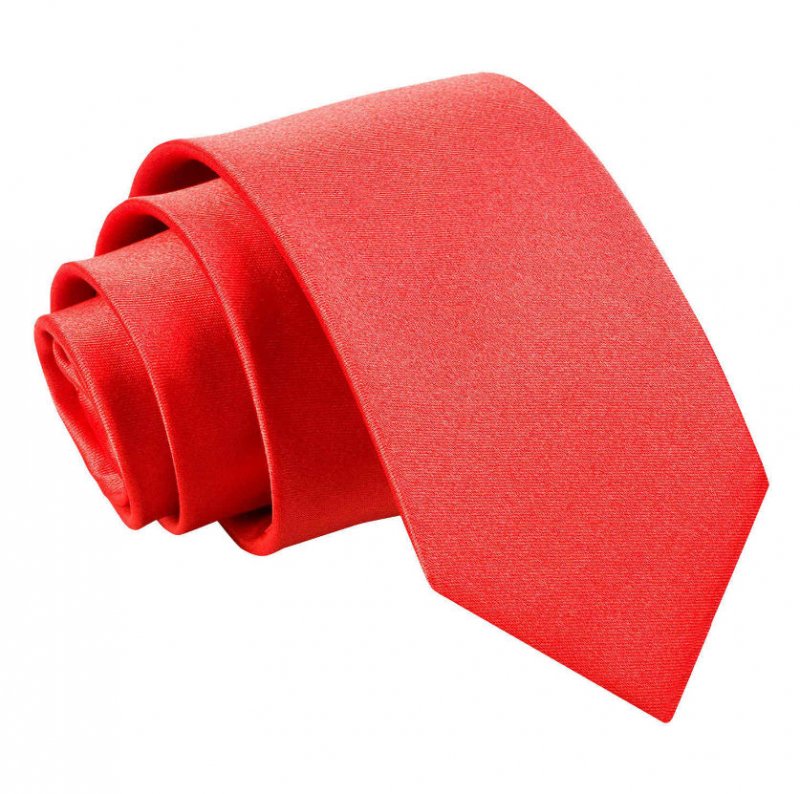 Image 1 of Scarlet Red Boys Plain Satin Straight Tie Wedding Necktie