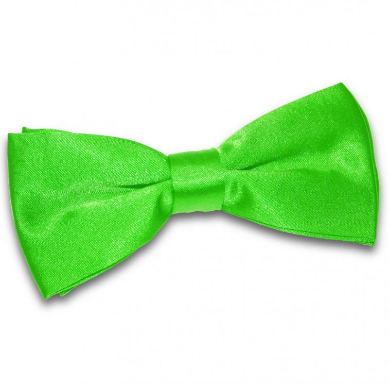 Image 1 of Apple Green Mens Plain Satin Bow Tie Wedding Necktie