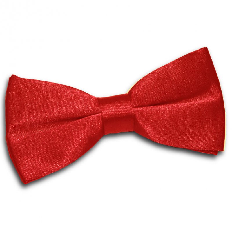 Image 1 of Apple Red Mens Plain Satin Bow Tie Wedding Necktie
