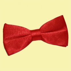 Apple Red Mens Plain Satin Bow Tie Wedding Necktie