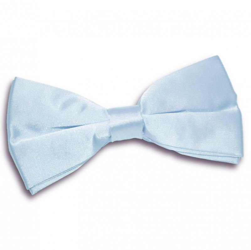Image 1 of Baby Blue Mens Plain Satin Bow Tie Wedding Necktie