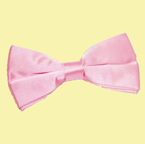 Image 0 of Baby Pink Mens Plain Satin Bow Tie Wedding Necktie