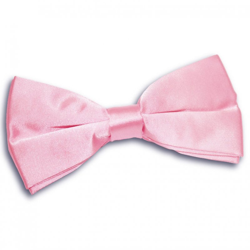 Image 1 of Baby Pink Mens Plain Satin Bow Tie Wedding Necktie