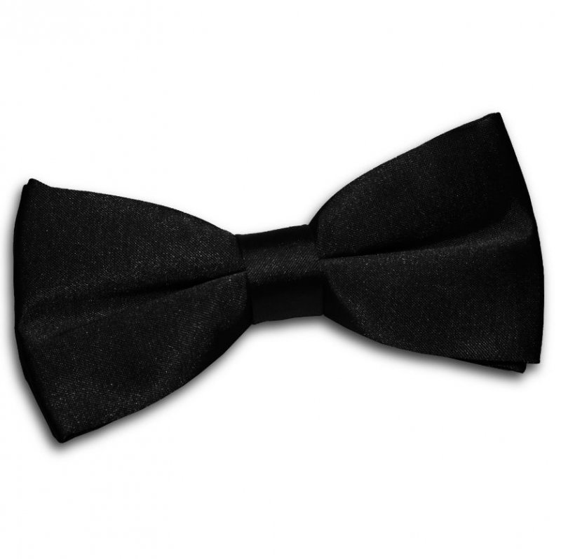 Image 1 of Black Mens Plain Satin Bow Tie Wedding Necktie